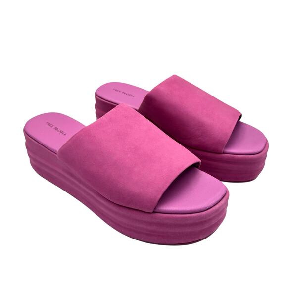 Free People Harbor Fuchsia Purple Nubuck Suede Leather Platform Slip On Shoes - Picture 6 of 12